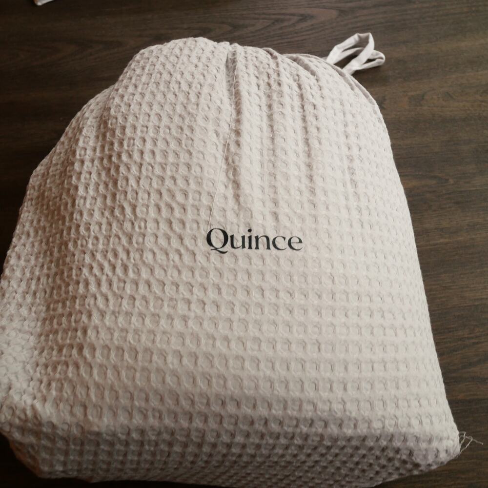 Quince Duvet Cover Set Luxe Honeycomb FULL QUEEN Cover + Shams Light Gray NEW - Picture 10 of 10